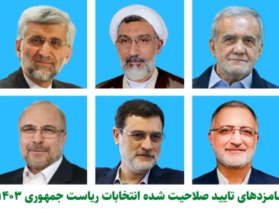 ۶ نامزد تایید صلاحیت شده انتخابات ریاست جمهوری معرفی شدند